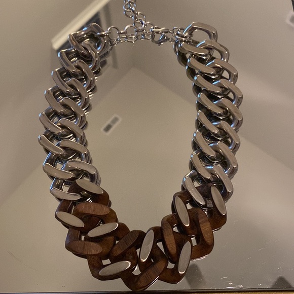 Bcbgmaxazria Wood and Silver Link Necklace - Picture 5 of 6